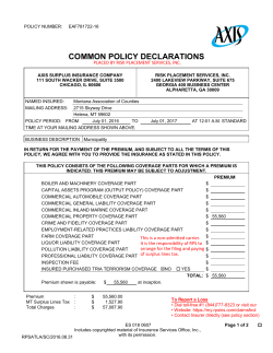 Excess Earthquake Policy - Montana Association of Counties