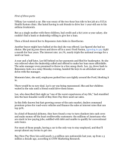 First of three parts Tiffany Lee wanted a car. She was weary of the