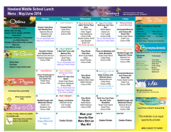 Howland Middle School Lunch Menu : May/June 2016