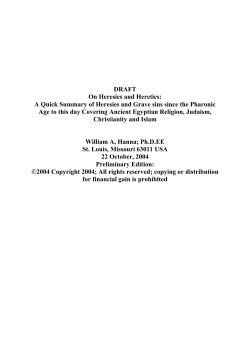 A Quick Summary of Heresies and Grave sins since the Pharonic