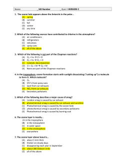 SID Number _ Quiz 1 VERSION C 1. The ozone hole appears above
