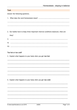 Homeostasis - staying in balance Task
