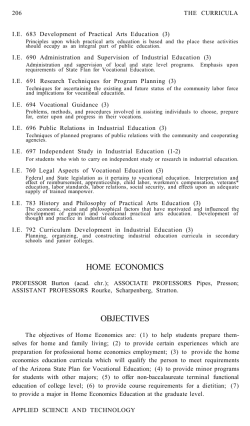 HOME ECONOMICS OBJECTIVES