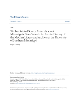 Timber Related Source Materials about Mississippi`s Piney Woods