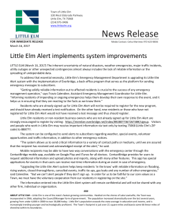 News Release - Town of Little Elm