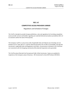 SQF Pennsylvania Initial Tariff