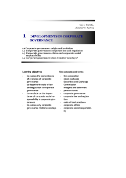1 DEVELOPMENTS IN CORPORATE GOVERNANCE