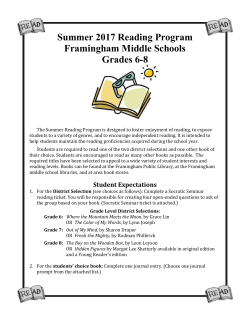 Summer 2017 Reading Program Framingham Middle Schools