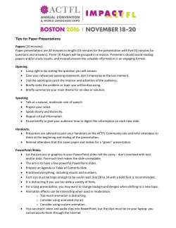 Paper presentations are 20 minutes in length