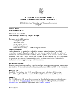 Syllabus - Department of Library and Information Science