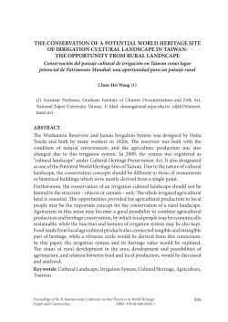 the conservation of a potential world heritage site of irrigation