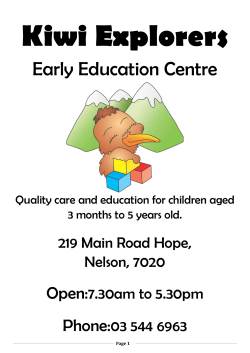 Information Pack - Kiwi Explorers Early Education Centre