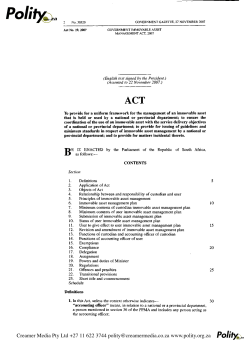 Government Immovable Asset Management Act 19 of 2007