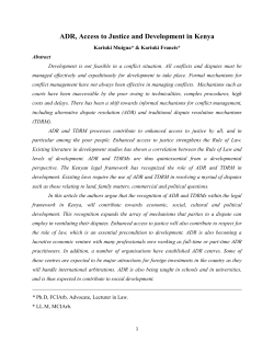 ADR, Access to Justice and Development in Kenya