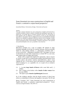 Some binominal size noun constructions in English and French: a