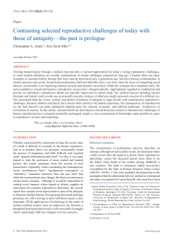 Contrasting selected reproductive challenges of today with those of
