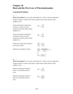 Chapter 18 Heat and the First Law of Thermodynamics