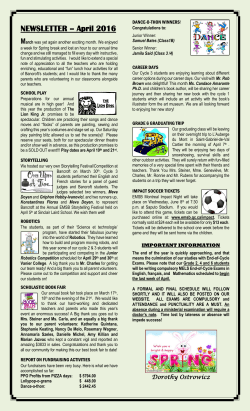 NEWSLETTER &ndash; April 2016