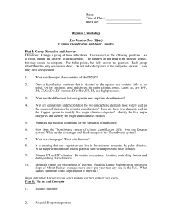 Lab Exercise Two: Climatic Classification and Polar Climates