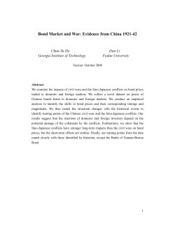 Bond Market and War: Evidence from China 1921-42 - Asia