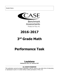 3rd Grade Math Performance Task Sample 2017-18