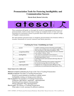 Pronunciation Tools for Fostering Intelligibility and