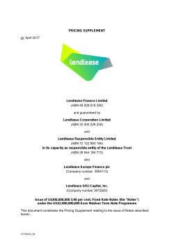 PRICING SUPPLEMENT __ April 2017 Lendlease Finance Limited