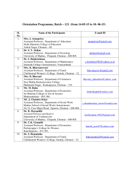 Orientation Programme - University of Madras