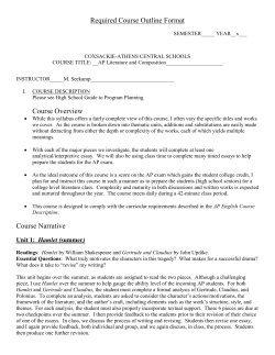 Required Course Outline Format Course Overview Course Narrative