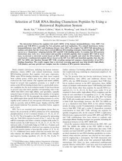 Selection of TAR RNA-Binding Chameleon Peptides by Using a