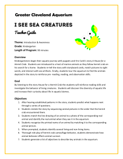 Kindergarten Teacher Guide - Greater Cleveland Aquarium