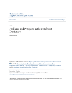 Problems and Prospects in the Penobscot Dictionary