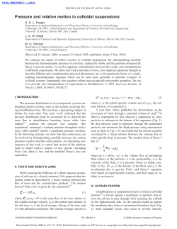 Pressure and relative motion in colloidal suspensions