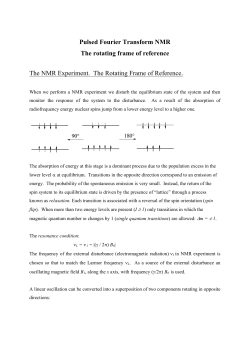 Pulsed Fourier Transform NMR The rotating frame of reference The