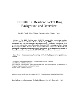 IEEE 802.17 Resilient Packet Ring Background and Overview