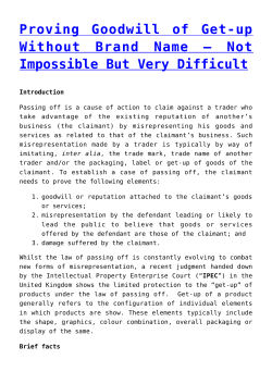 Proving Goodwill of Get-up Without Brand Name