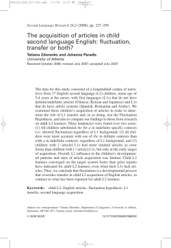 The acquisition of articles in child L2 English