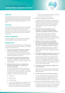 Criminal History Registration Standard