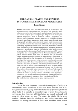 the sacral places and centers in tourism as a secular pilgrimage