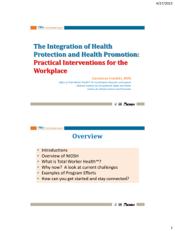 The Integration of Health Protection and Health Promotion