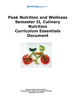 Peak Nutrition and Wellness Semester II, Culinary Nutrition