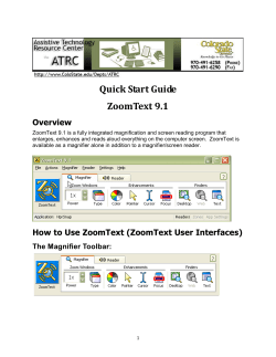 Quick Start Guide ZoomText 9.1 Overview