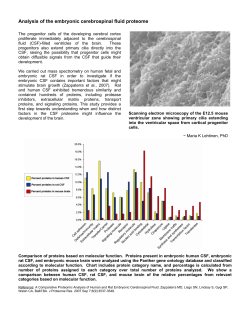 Analysis of the embryonic cerebrospinal fluid proteome