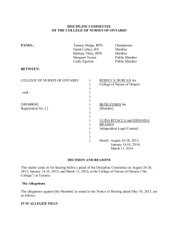DISCIPLINE COMMITTEE OF THE COLLEGE OF NURSES OF