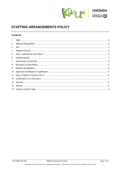 STAFFING ARRANGEMENTS POLICY