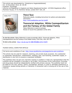 Transracial Adoption, White Cosmopolitanism