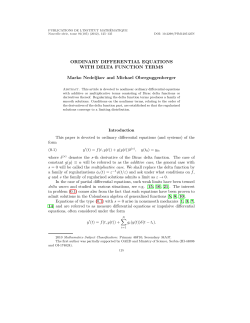 Ordinary Differential Equations with Delta Function Terms