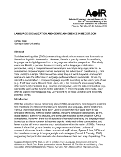 LANGUAGE SOCIALIZATION AND GENRE ADHERENCE IN