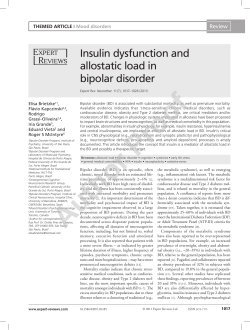Insulin dysfunction and allostatic load in bipolar disorder