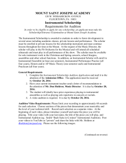 MOUNT SAINT JOSEPH ACADEMY Instrumental Scholarship